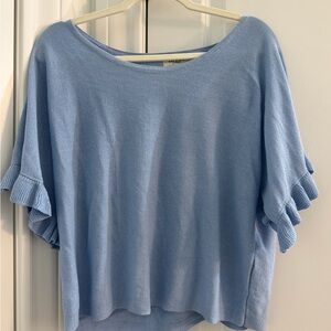 Max Studio Light Blue Ruffle Sleeve Blouse NWOT